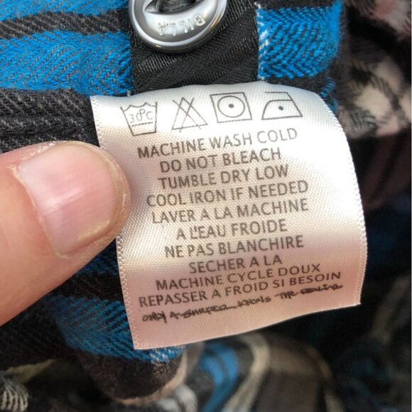 Billabong Mens Shirt Medium Long Sleeve Plaid Flannel Button Up Black Classic - Picture 7 of 13